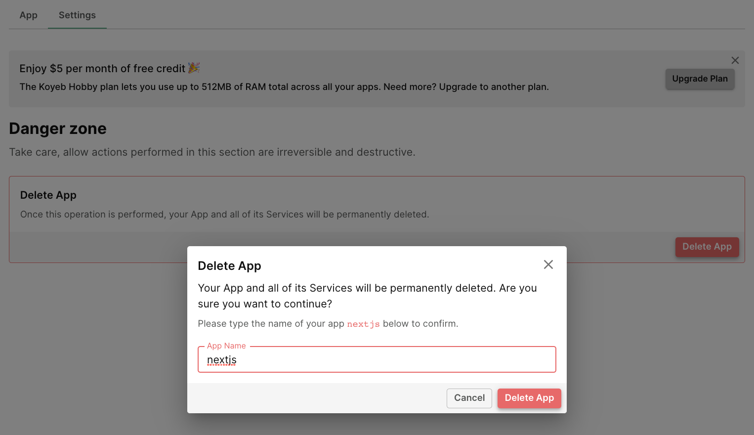Feature - App deletion