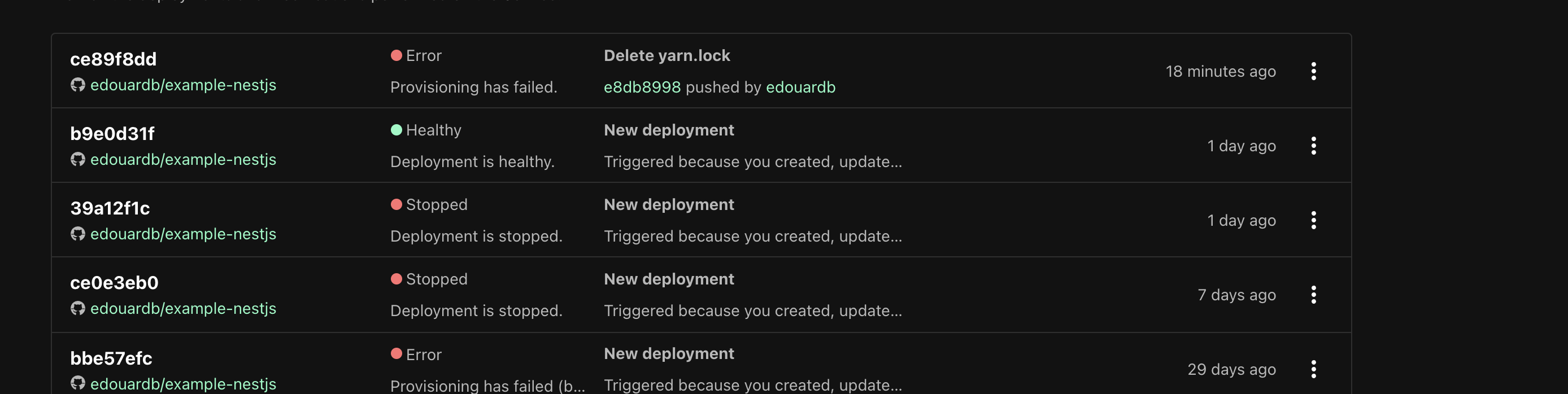 Improvement - Revamped deployment status
