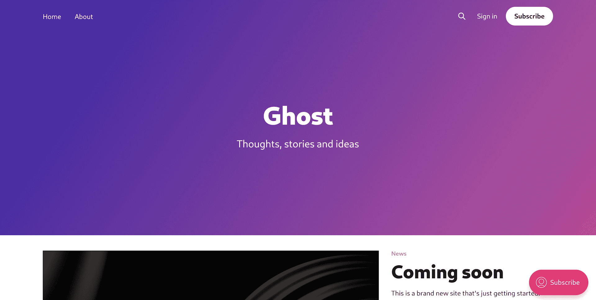 Ghost default landing page