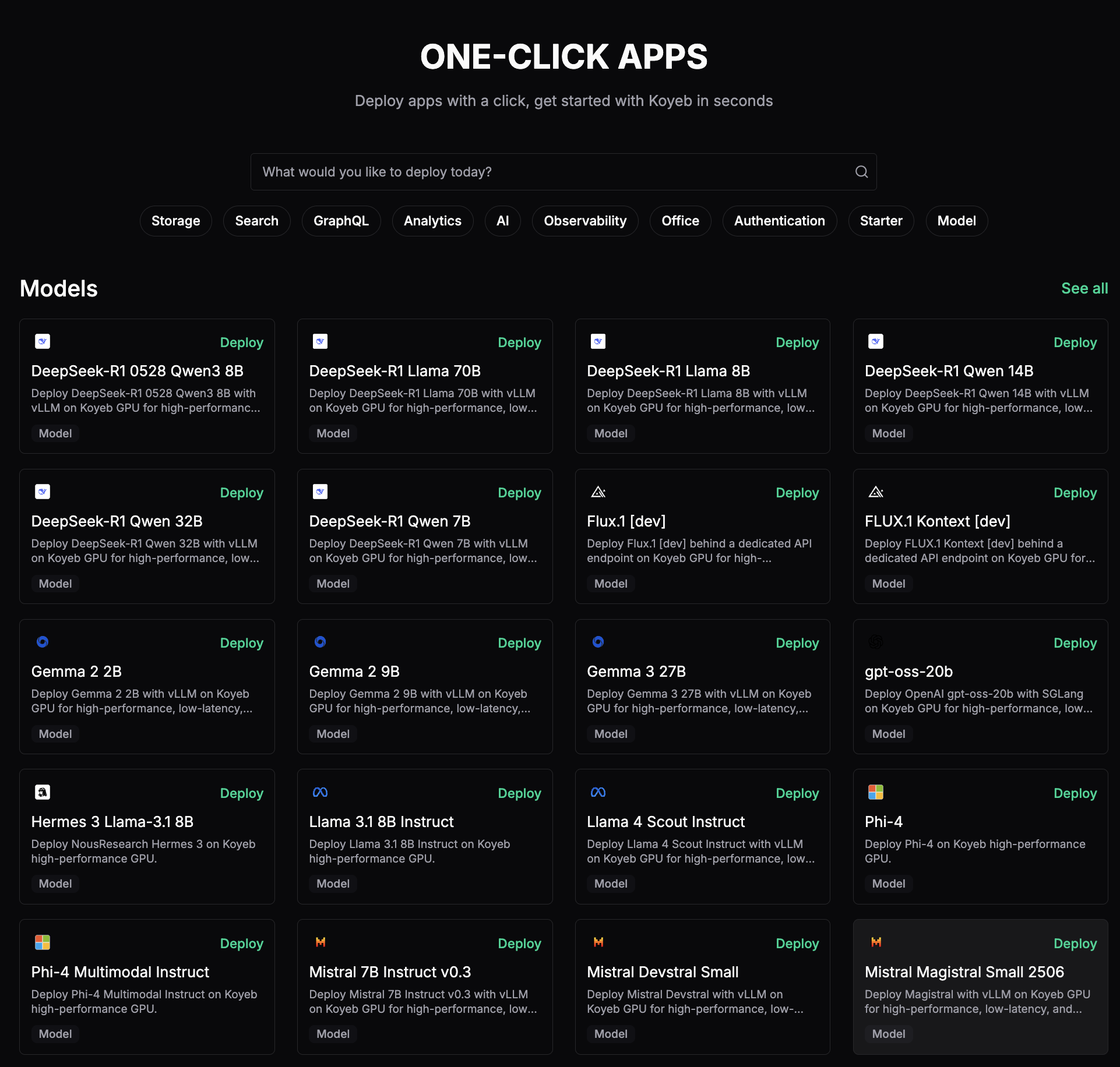 Koyeb 1-Click Deployments