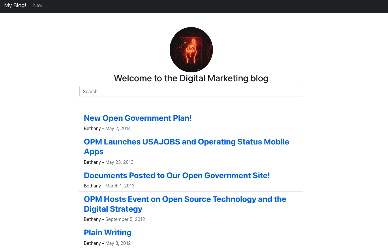 MERN blog with full-text search