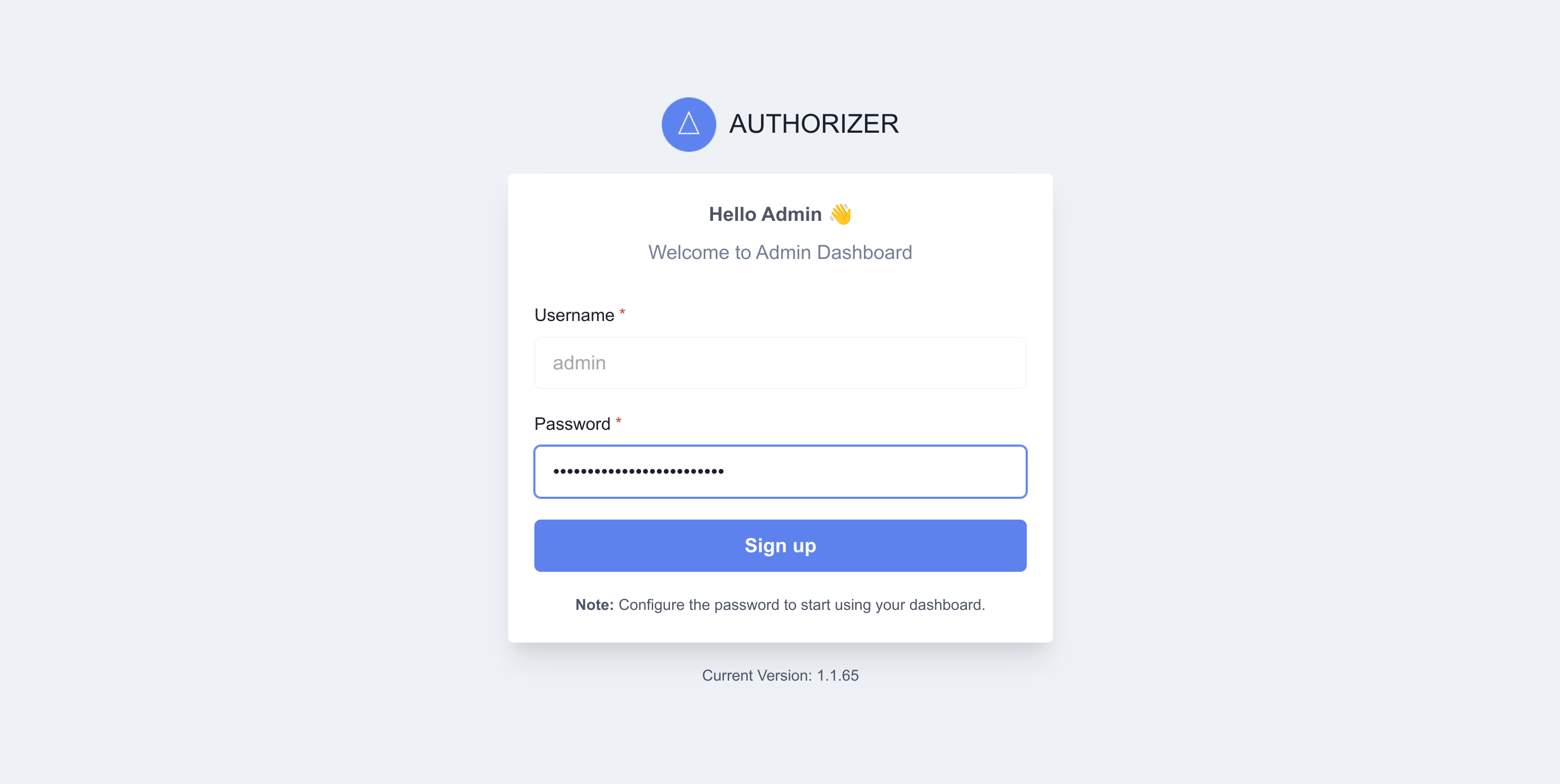 Authorizer set admin password