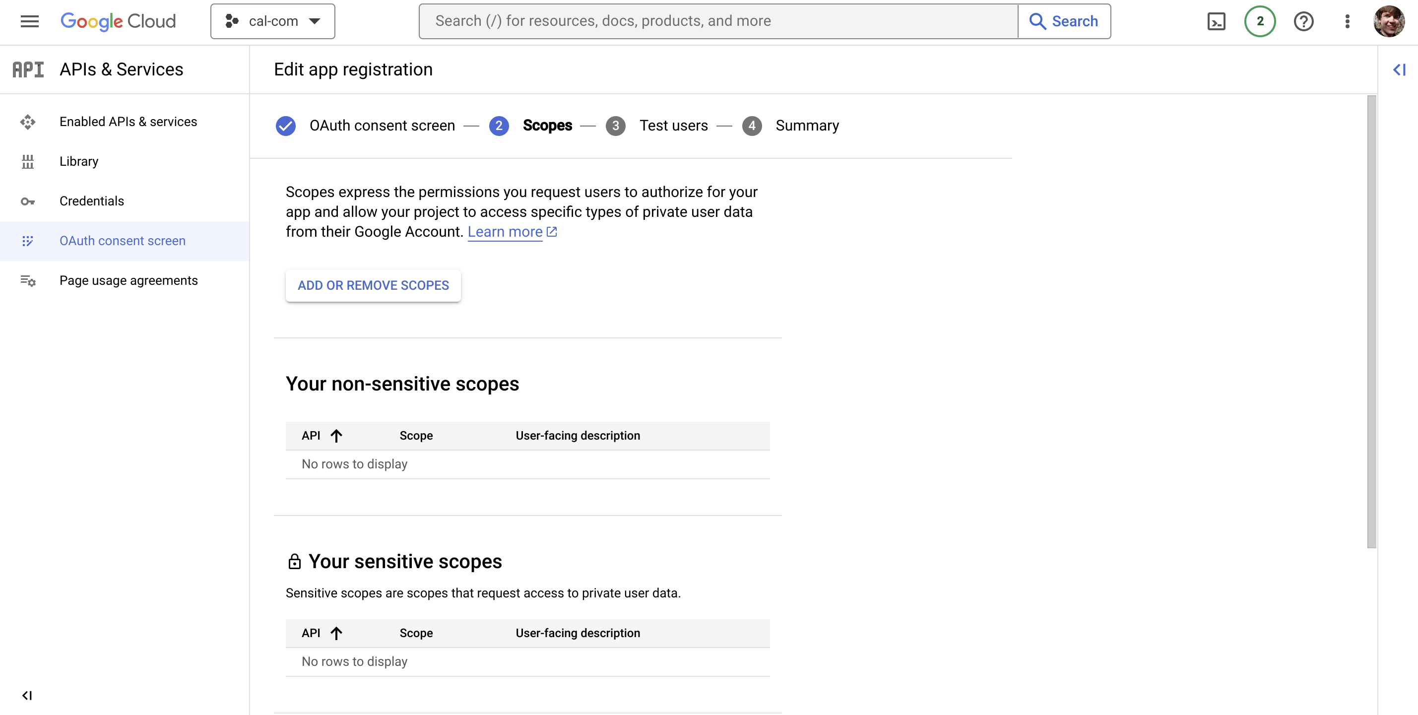 Google oauth add scopes