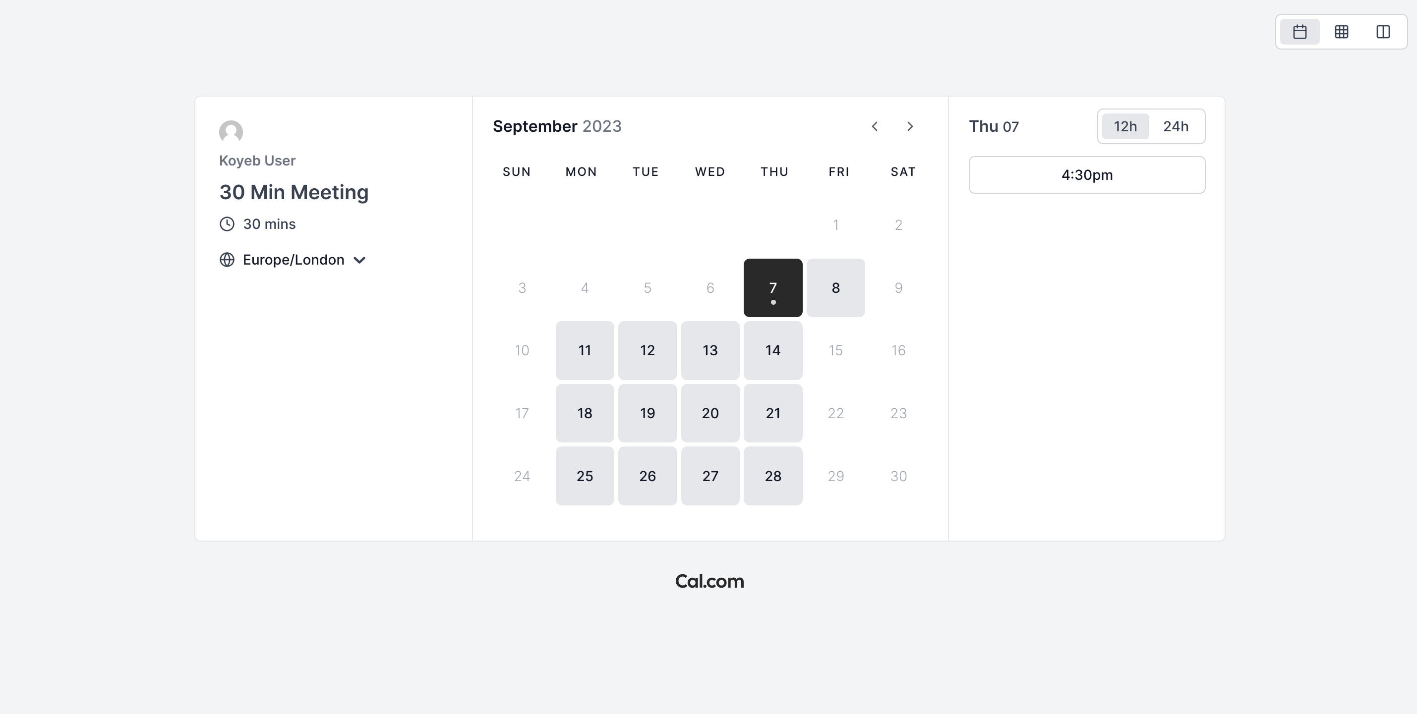 Cal.com scheduling interface