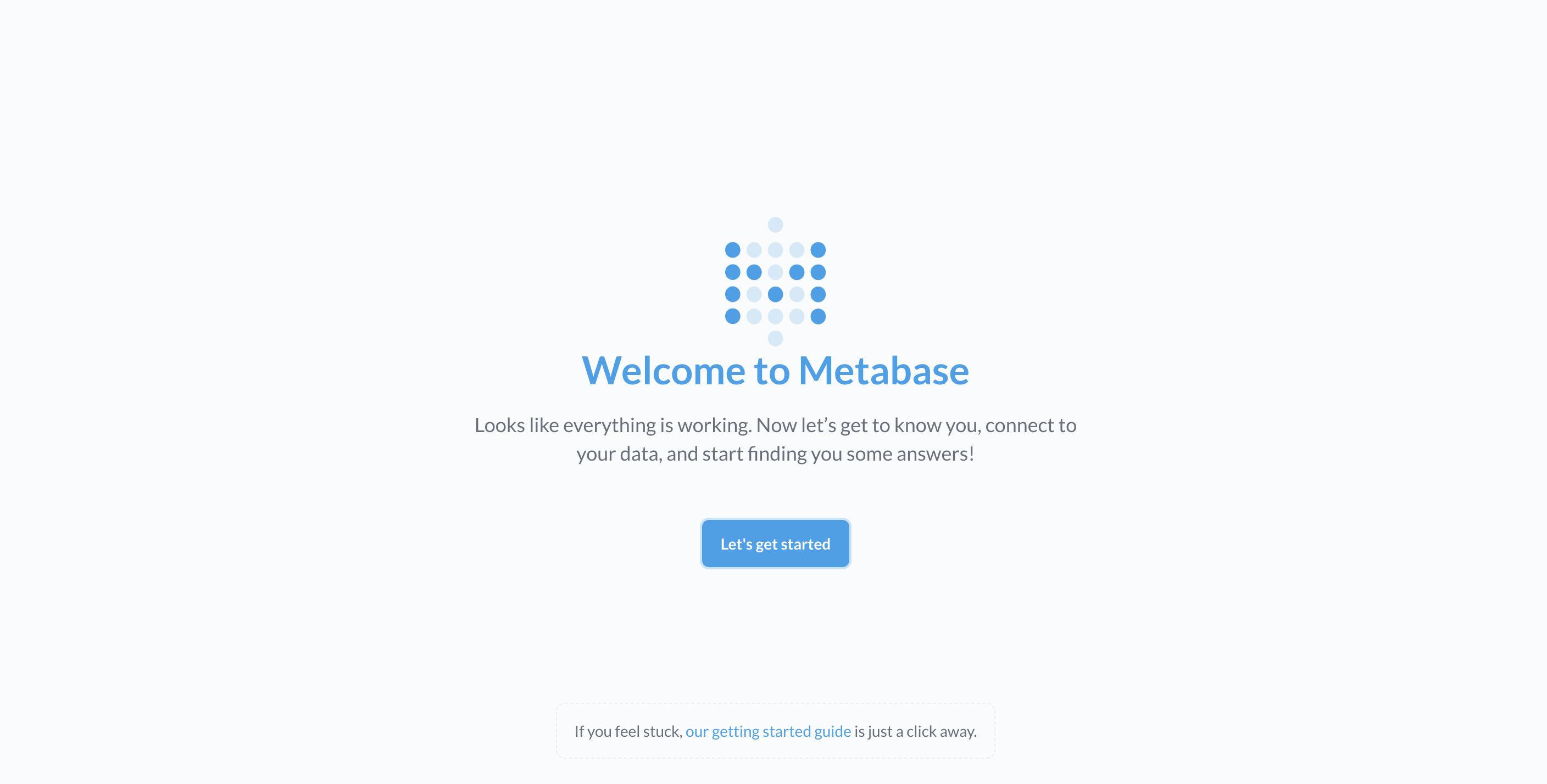 Metabase default landing page